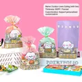 Cute cartoon frosted fruit gift bags in pink, purple and green with twist ties - Cartoon Foodie Series - Small