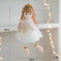 Christmas angel doll ornament with gold crown and white mesh skirt, 18cm height - White (Style B)