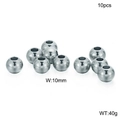 Perle tonde lucide in acciaio inossidabile argento 10mm set da 10 pezzi per gioielli fai da te - Stile Tondo 10mm (KLJ2288-Z) / Confezione da 10 / Argento