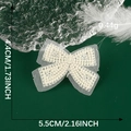 Detailed size and weight view of cream bead embroidered bow lace patch for DIY clothing - 06-Cream Beaded Bow Style