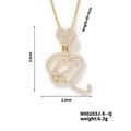 Gold-plated letter Q pendant necklace with heart accent and sparkling cubic zirconia stones - Cursive Letter Q Style (N00203J-X--Q)