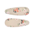 Lot de barrettes BB à fleurs beiges avec bords festonnés pour enfants et femmes - Barrette Fleurie Pastorale (Lot de 2) / Beige-Fleurs Rouge Blanc