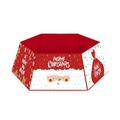Hexagonal Christmas tree collar with Santa and gingerbread illustrations on white - 06-Red & White Festive Doodle