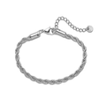 Detailed close-up of a silver stainless steel twist rope chain with lobster clasp closure - 4mm / Steel