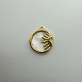 18K vergulde zon en maan hanger met witte parelmoer inleg en kleine zirkoon steen - Goud Zon (Witte Schelp)