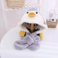 Sciarpa con cappuccio invernale per bambini stile pinguino in morbido peluche grigio - Stile Anatra - Grigio