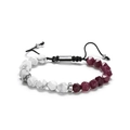 Faceted white turquoise and purple stone beaded bracelet with black woven cord - White Howlite & Rhodonite