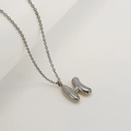 Polished silver bubble 3D H-letter pendant necklace with stainless steel chain - Letter H / Silver