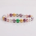 8mm colorful shell pearl bracelet with green accent stone for women, elegant fashion style - Green Volcano