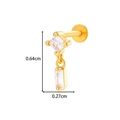 Golden titanium heart chain labret with square zircon pendant measuring 0.64cm in height - 0194-6# Gold Double Square Dangle