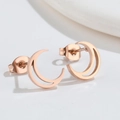 Elegante Ohrstecker in Roségold mit Mondsichel-Design und minimalistischem geometrischem Dekor - 529 Sichelmond - Roségold