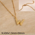 Polished gold initial W letter pendant necklace with beaded chain and lobster clasp - Gold Letter W (KN287044-Z)