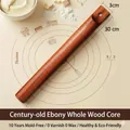 Ebony wood rolling pin 30cm solid wood core with clear texture and hanging hole - Hanging Ebony Wood Rolling Pin 30*3cm