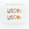 Handmade 3D rabbit press-on nails set featuring cute floral and carrot patterns - Rabbit