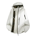 Weiße Outdoor-Herrenjacke mit wasserdichtem Kapuzendesign und modischem Tarnfutter-Detail - S / Elfenbein
