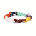 Handmade multi-color natural gemstone chips bracelet with irregular raw crystal beads - Multi-color Finished Bracelet