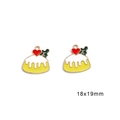 DIY cartoon pudding pendant with red heart, 18x19mm yellow enamel alloy charm - Yellow Cake