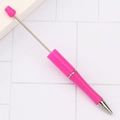 Vibrant rose pink beaded DIY ballpoint pen with a functional metal telescopic rod - Fluorescent Rose Red