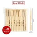 Disposable bamboo fruit picks with gourd-shaped handle in 100-piece pack, 10cm length - Gourd Shape / 10cm/100pcs