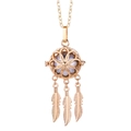 Collier attrape-rêves doré avec boule de lave grise et pendentifs en plumes - Attrape-rêves Or Balle Grise (18)