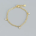 Bracciale in argento S925 dorato con maglie ovali e tre ciondoli in zircone scintillanti - Argento 925 / Oro