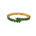 Lussuoso bracciale rigido dorato con scintillanti zirconi verdi taglio marquise - Zirconia Verde (B0332)