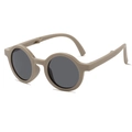 Foldable round kids sunglasses in light beige frame with dark grey lenses - Gray