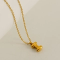 Minimalist golden bubble initial I pendant necklace with polished finish and O-chain - Letter I