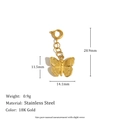 18K gold plated stainless steel butterfly pendant with spring clasp and dotted texture - Butterfly Rhinestone Style (N2586)
