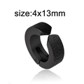 Close-up of black matte ear cuff for men measuring 4x13mm with sandblasted finish - Frosted Wide Face Style