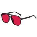 Lunettes aviateur classiques à double pont avec monture noire et verres rouges vifs - Monture noire verres rouges