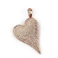 Luxurious rose gold heart pendant with full micro-pave white zircon settings - Large Pave Heart / Rose Gold