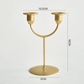 Modern matte gold iron double-head candle holder with 18cm height for wedding decor - U-shaped 2-head with Rod Flat Top / Gold