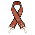 Adjustable wide replacement strap with leopard star pattern and golden metal clips - Silver Clasp / Orange
