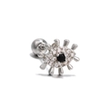 Silver evil eye stud earring with white zircon and black center ball back screw - Evil Eye