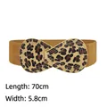 Fashion wide leopard print elastic waist belt for women with brown stretchy band - 70cm / Leopard Print