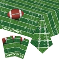 Super Bowl Einweg Tischdecke im Footballfeld Design mit weißen Spielfeldmarkierungen - Tischdecke / Rugby-Muster
