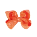 Bright orange 5 inch sequin hair bow clip with sparkling finish for girls - Orange