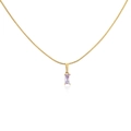 Collana a catena serpente placcata in oro 18K con zircone rettangolare viola di lusso - Catena a Serpente Singola / Viola