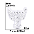 Silver angel wing charm for floating locket measuring 8mm in polished finish - Little Angel-Bright Silver