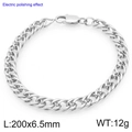 Silver stainless steel curb chain bracelet with lobster clasp and double weave design - 6.5mm Width 200mm Length (KB207767-Z)