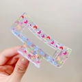 Pinza para el pelo rectangular transparente con motivos florales y mariposas de colores - Mariposa Colorida