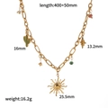 Gouden roestvrijstalen ketting met schelp en cactus bedels voor strandstijl mode - Zon Cactus & Ster Hangers (TN3532)