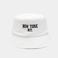 White cotton bucket hat with New York embroidery and wide brim for sun protection - M (56-58cm) / White