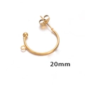 20mm gold-plated C-shaped stud earring findings with loop and butterfly backings - 20mm / Gold