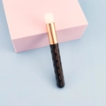 Portable nose cleaning brush with black handle, golden lash design and soft white fiber bristles - Black With Lash Pattern