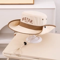 Detail of beige BOSTON sun hat with adjustable windproof drawstring and side ventilation holes - 54cm (3-8 Years) / Off White