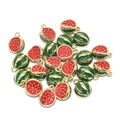 3D watermelon enamel charms in red and green alloy for DIY jewelry bracelets - Sliced Watermelon