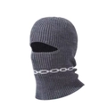 Σκούρο γκρι πλεκτό balaclava με λευκό σχέδιο αλυσίδας και χοντρή πλέξη με ραβδώσεις - Γκρι