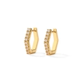 Elegant gold hexagonal earrings with pavé set cubic zirconia on a white background - Hexagonal Pavé Zirconia Earrings - Gold (EP5615)